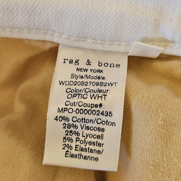 RAG & BONE Nina High-Rise Cigarette White Ankle Jeans Size 32 - Picture 11 of 12